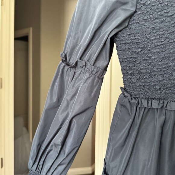 Cinq à Sept Navy Smocked Ruffle Mini Dress - Size 00 - Picture 4 of 4